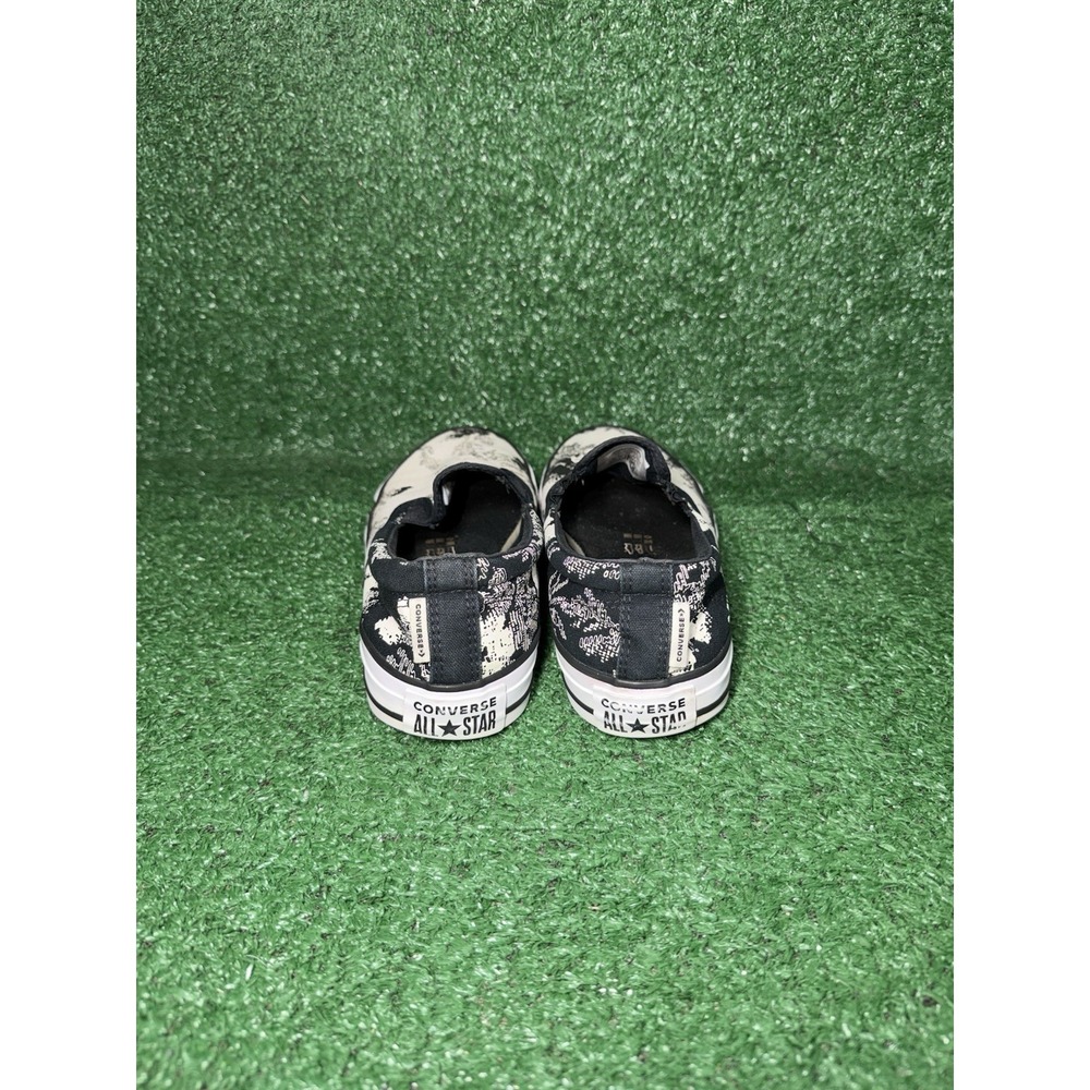 Vintage Converse All Star Womens Size 8.5 Black White Slip On Floral Y2K Grunge - Picture 7 of 9